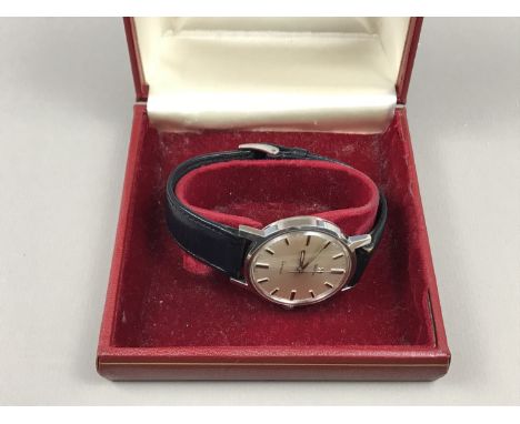 A late 20th Century gentleman's Omega stainless steel wrist watch, having manual wind movement, circular radially-brushed sil