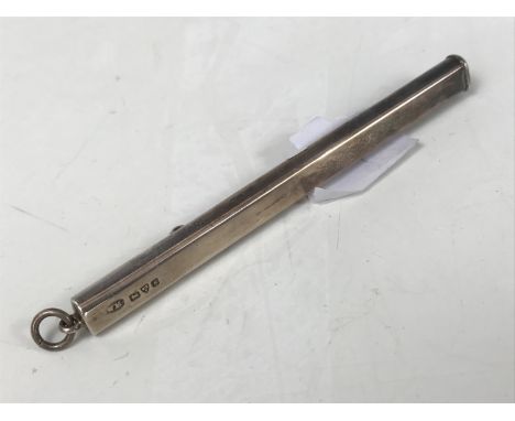 An Edwardian silver propelling pencil with turquoise cabochon button, William Manton, Chester, 1907