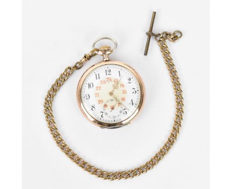 An early 20th century Longines silver cased, open faced pocket watch having a white enamel dial, signed Longines, with gilt h