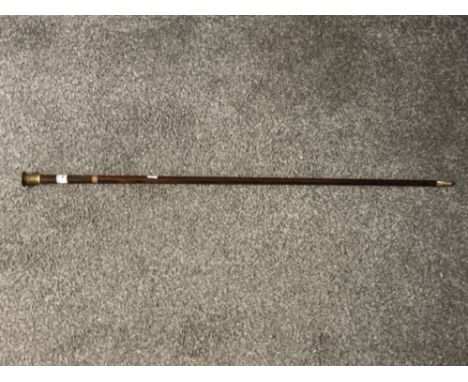 A Victorian rosewood swagger stick with gilt metal handle