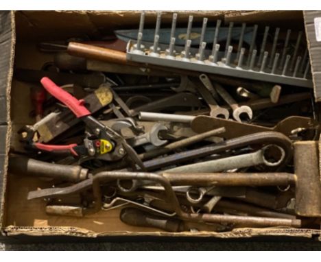 Box of miscellaneous vintage hand tools