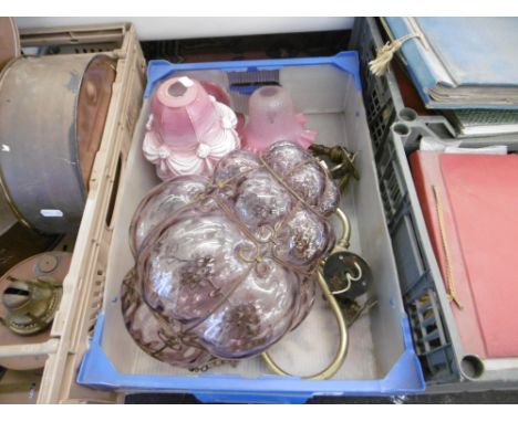 A QUANTITY OF ASSORTED LIGHT SHADES INCLUDING VASELINE AND CRANBERRY