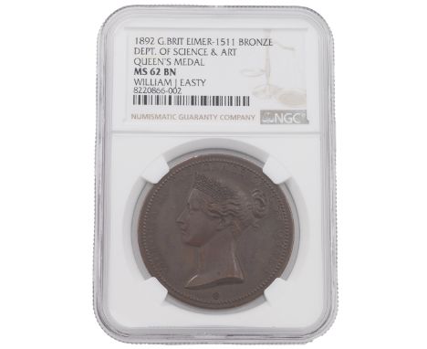 1892 Department of Science and Art bronze medal awarded to William J Easty (Eimer 1511). Queen Victoria medal with a portrait