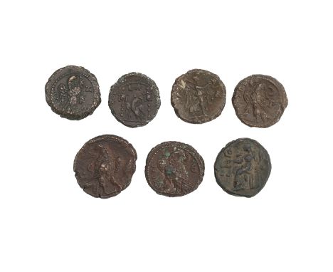Seven (7) Alexandria, Roman bronze coins, unidentified, various types, 59g.