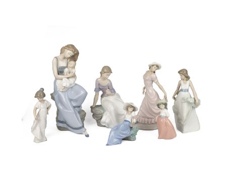 Collection of Lladro Nao figurines to include: 1392 'Spring Reflections'; 565 'Listening to the Bird's Song'; 1297 'My Little