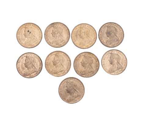 Ten (10) high-grade Queen Victoria bronze Halfpennies, 'Old Head', S  3962. Includes 1896 x4, 1901 x5.