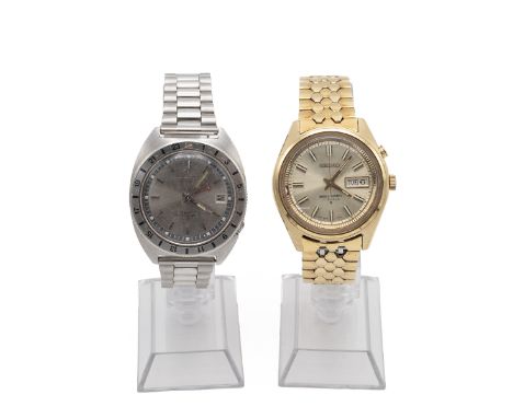 Seiko Bell-Matic day/date stainless steel wristwatch, with 17 jewels, along with a Seiko Automatic "Navigator Timer" wristwat