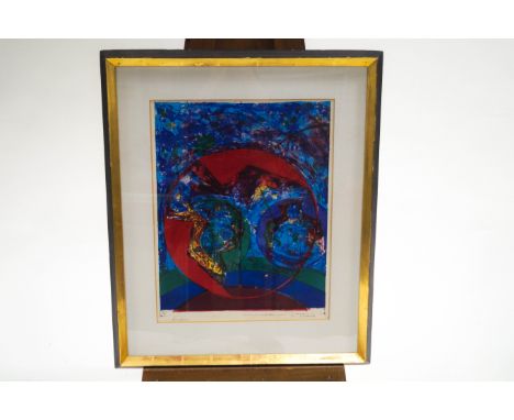 M Goodrich, 'Funfair', mid 20th century English school, screen print, signed and titled lower left, 53x42cm 