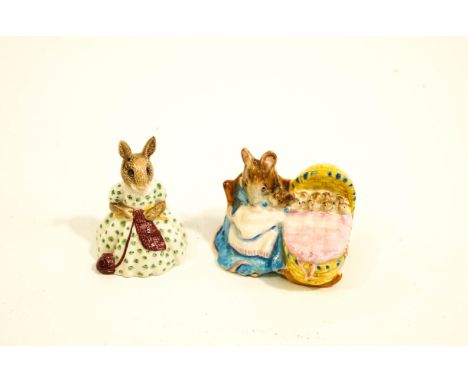 A Royal Doulton Bunnykins figure 'Busy Needles' and a Beswick  Beatrix Potter figure 'Hunca Munca', brown backstamps