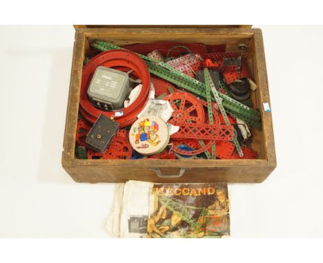 A large quantity of 1950's Meccano, with an instruction manual for Outfit No 6 