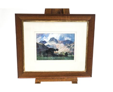 A large print of Grassmere by A Heaton , framed, 89cm x 75cm overall