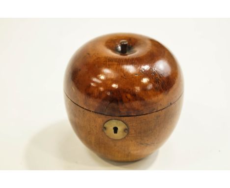A George III fruitwood apple Tea caddy, in the form of an apple, 11.5cm high