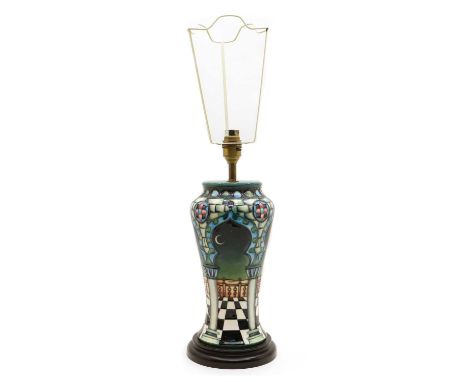 A Moorcroft 'Jumeirah' table lamp,circa 2000, of shouldered baluster form, the pattern designed by Beverley Wilkes, tubeline 