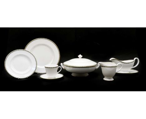 A Royal Worcester 'Francesca' pattern dinner service, c.1991, comprising a twin-handled tureen and cover, 28cm wide, two oval