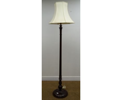 Early 20th century mahogany standard lamp, turned and reeded column, H158cm Condition Report Click here for further images, c