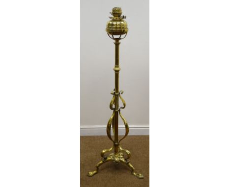 Early 20th century brass oil standard lamp, H139cm Condition Report Click here for further images, condition, auction times &