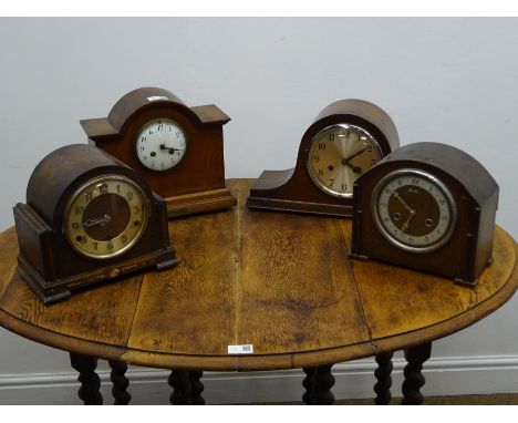 Early 20th century oak mantel clock presented to J S Anderson for being presented with the Military Medal and three other 20t