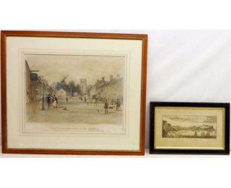 'The Waggon and Horses Inn Bedale Yorkshire, hand coloured lithograph c1850, 40cm x 52cm and 'A Perspective View of Scarborou