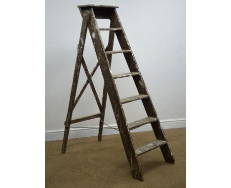 Pair vintage wooden steps, H148cm Condition Report Click here for further images, condition, auction times & delivery costs