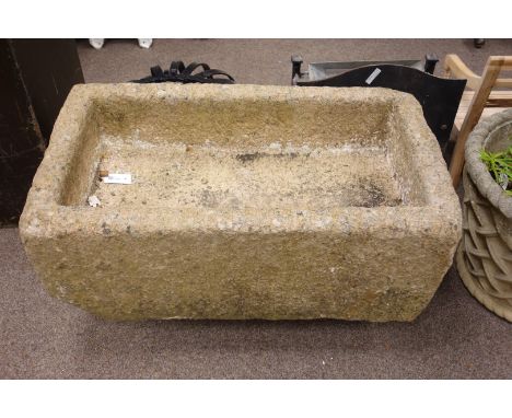 Large rectangular granite trough planter, L95cm x W55cm, H39cm Condition Report Click here for further images, condition, auc