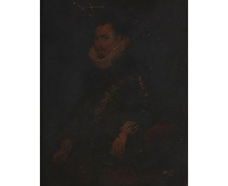 British School, 19th c - A Lady of Fashion, oil on canvas, unstretched, feigned oval, 25 x 20cm and two 19th c copies of port