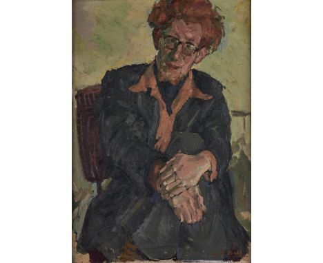 Frederick C Bell (d.1994) - Self Portrait; Portrait of the Artist's Wife, two, both signed, oil on canvas, 45 x 35cm and 64 x