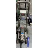 SANITARY PORTABLE PUMP CART, 2 HP, NEMA 4 VFD MOTOR CONTROL W/ VALVE, CLAMPS PICTURED