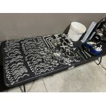 LOT OF: VARIOUS SS' CLAMPS, SITE GLASSES, PIPING, WASHERS, TESTING KIT PICTURED