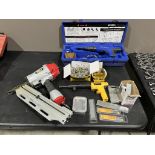 LOT OF: DUO FAST DF-27 RAM SET W/ CASE, DEWALT P2201 RAMSET, CENTRAL PNEUMATIC 69927 FRAMING NAILER,