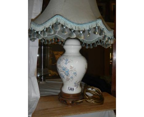 A ceramic table lamp with shade, COLLECT ONLY.