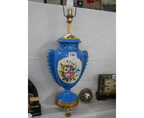 A ceramic and gilt table lamp base, COLLECT ONLY.