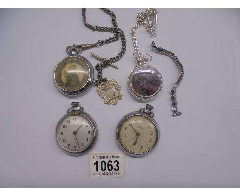 Four vintage pocket watches.