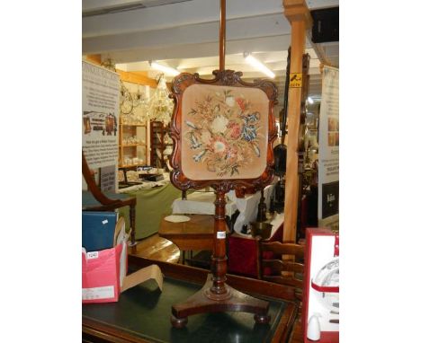 A Victorian mahogany tapestry pole screen, COLLECT ONLY.