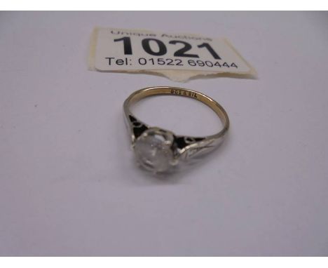 A 9ct gold single stone ring, size L, 1.4 grams.