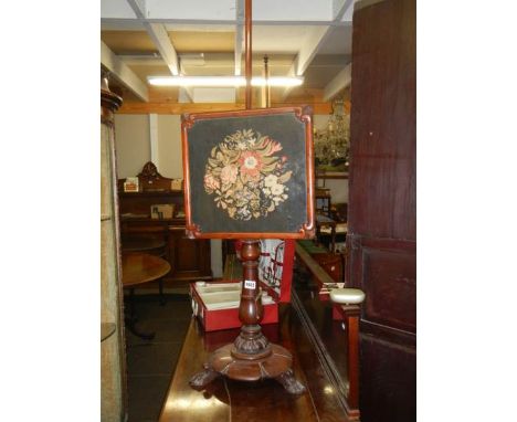 A Victorian mahogany tapestry pole screen, COLLECT ONLY.