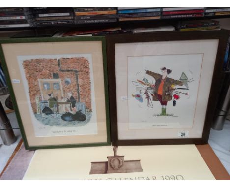 2 framed and glazed prints by Annie Tempest, titled 'Swiss Army Barbour' signed and numbered 54/850 and 'Apparently this is t