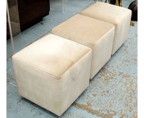 SOFA AND CHAIR COMPANY YOKO CUBE OTTOMANS, a set of three, 40cm x 40cm x 40cm. (3) 