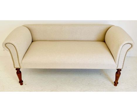 SOFA, of slight proportions, neutral upholstered 135cm wide. 