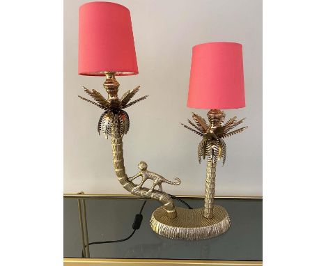 MONKEY CLIMBING THE TREES, table lamp, 2 branch, with shades, 50x32x15 