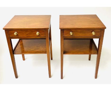 LAMP TABLES, a pair, George III design mahogany each with drawer and undertier, 40cm W x 32cm D x 61cm H. (2) 
