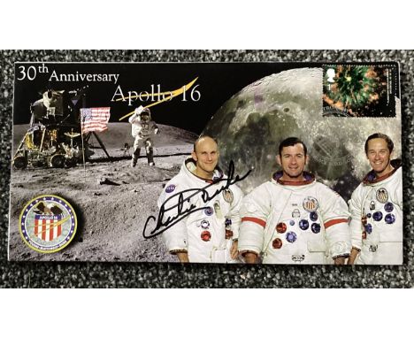 Apollo 16 Charlie Duke Moonwalker signed 2002 30th Ann Space cover NASA Astronaut. Superb illustration on front of scenes fro