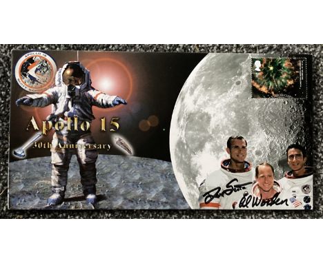 Apollo15 moonwalker Dave Scott and CMP Alfred Worden signed Space cover NASA Astronauts. 2001 30th Anniversary Apollo 15. pos