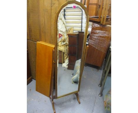 A reproduction yew wood cheval mirror, 60 1/2" h x 18 3/4" w 