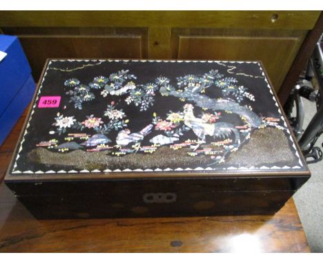An Oriental style writing box with mother of pearl decoration 