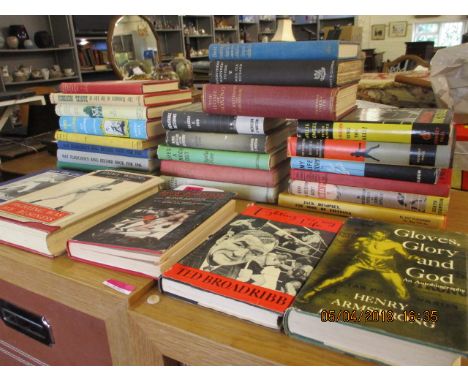 A quantity of mid 20th century boxing books to include John The Great by Donald Barr Chidsey 1947, Jimmy Wilde's autobiograph