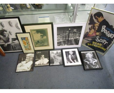 A group of prints and reproduction photographs of film posters and film stars including Marilyn Monroe 