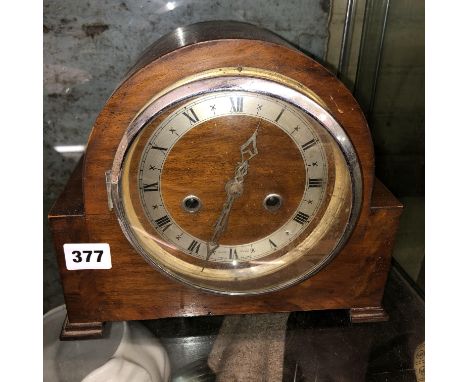 WALNUT CASED EIGHT DAY MANTEL CLOCK
