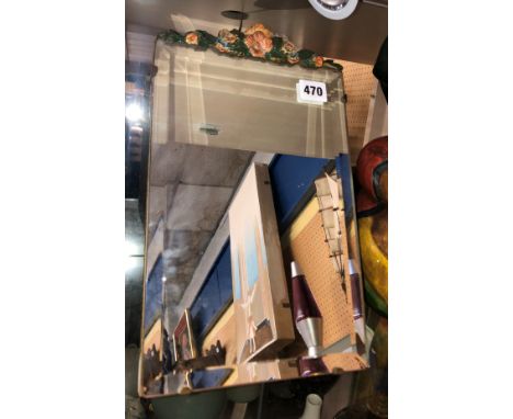 FLORAL ENCRUSTED EASEL BACKED RECTANGULAR MIRROR
