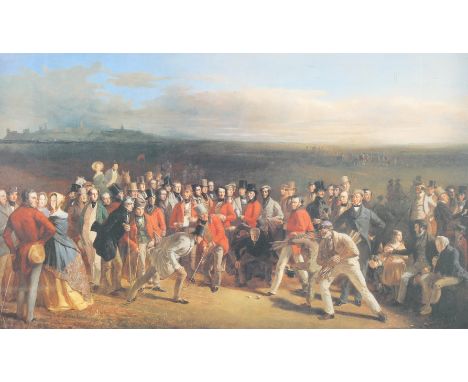 Charles Lees (1800-1880) - The Golfers: A Grand Match Played... print. 79cm x 47cm. Framed and glazed. 