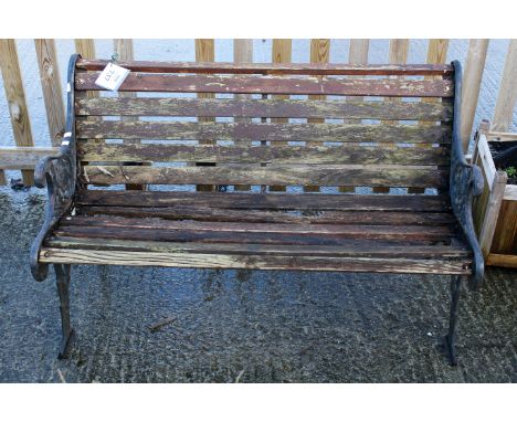 A garden bench with metal ends. H77cm x W125cm x D65cm
